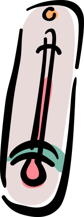 Vector Illustration of Thermometer Measures Freezing Air Temperature or Temperature Gradient