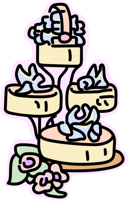 Vector Illustration of Multi-Tiered Wedding Cake Traditional Cake Served at Wedding Receptions 