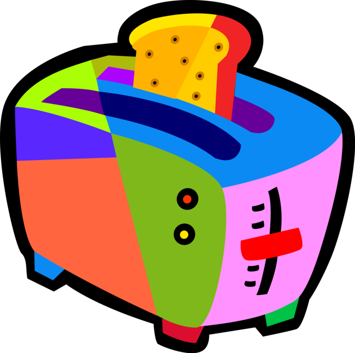 Vector Illustration of Small Electric Kitchen Appliance Toaster or Toast Maker 