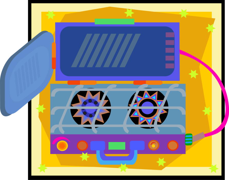 Vector Illustration of Outdoor Recreational Activity Camping Two-Burner Propane Camp Stove