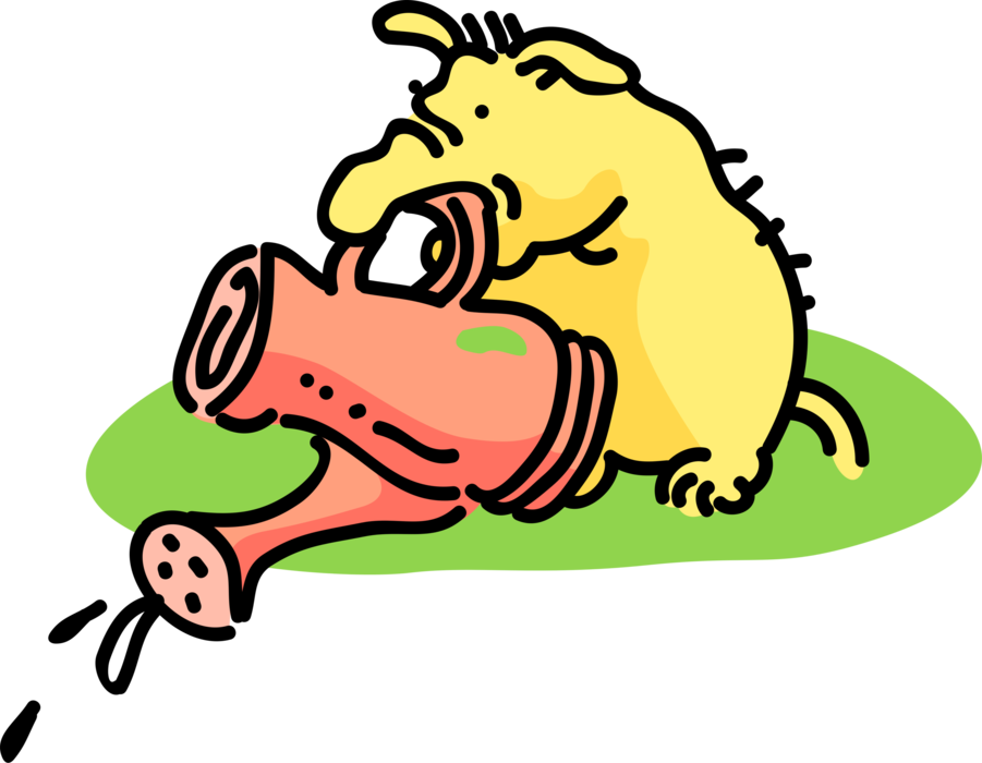 Vector Illustration of Pig Watering the Grass
