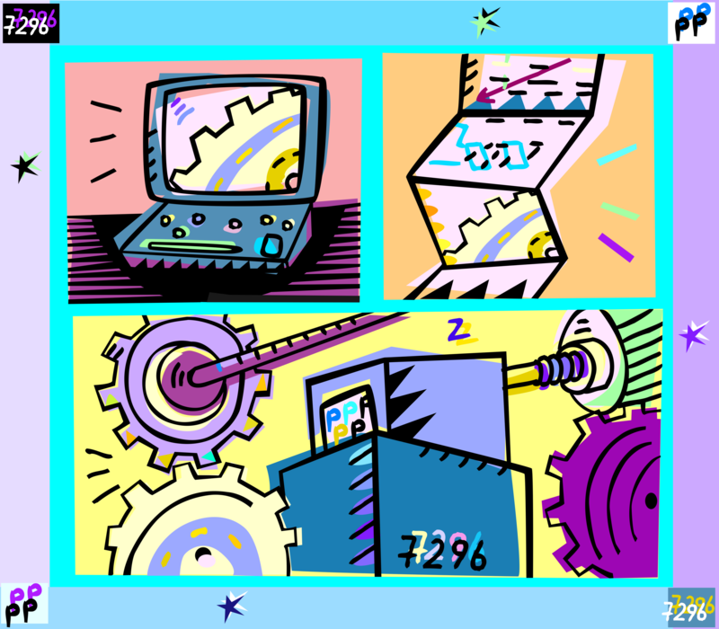 Vector Illustration of Computer Cogwheel Gear Mechanism