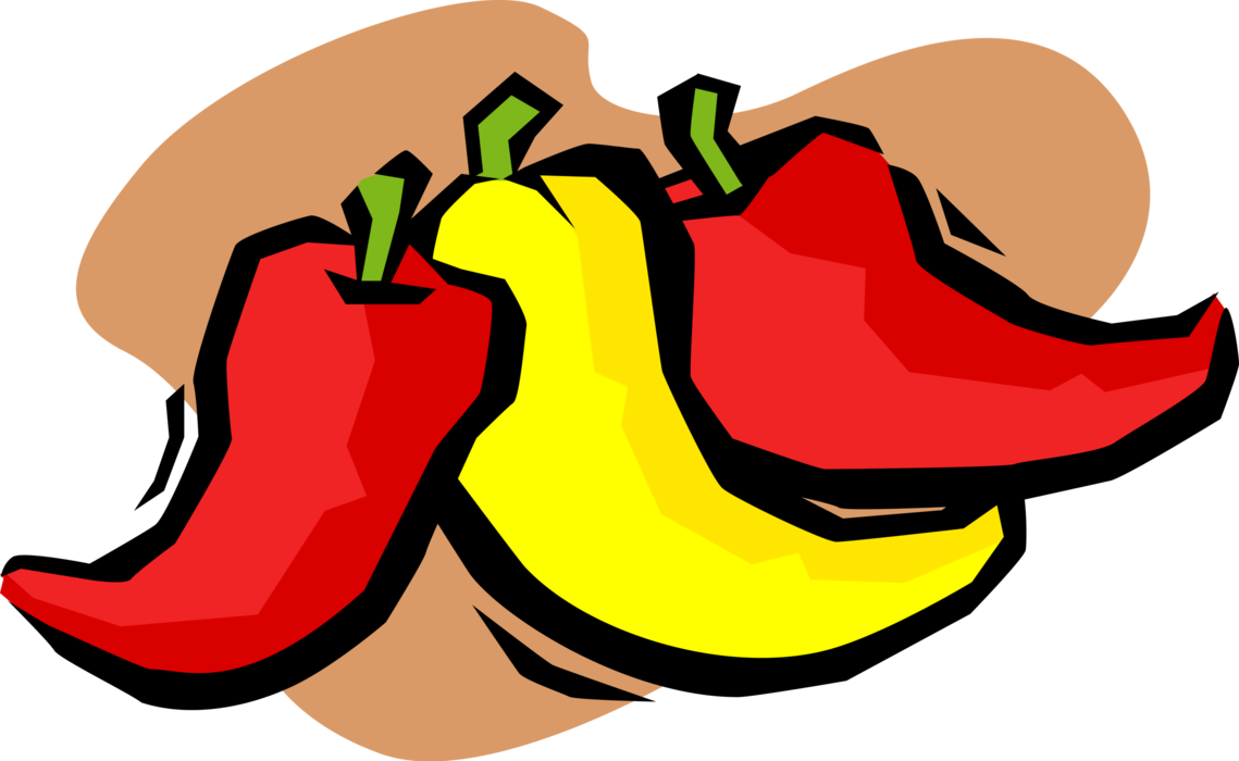 Vector Illustration of Red and Yellow Hot Chili Peppers
