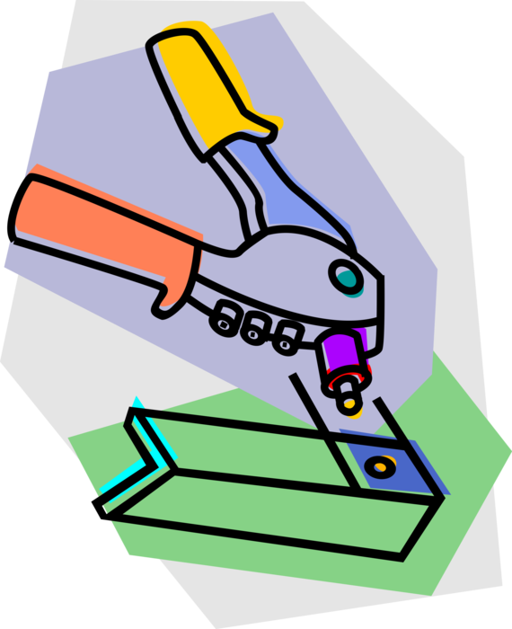 Vector Illustration of Riveter Rivet Gun Tool with Rivets