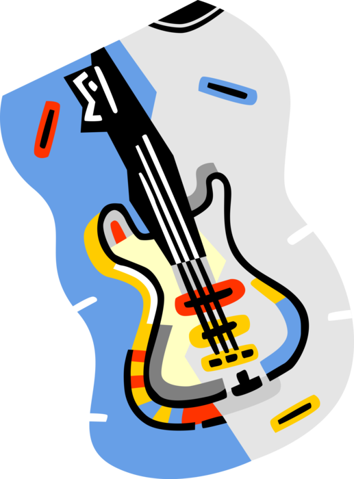 Vector Illustration of Electric Guitar Stringed Musical Instrument