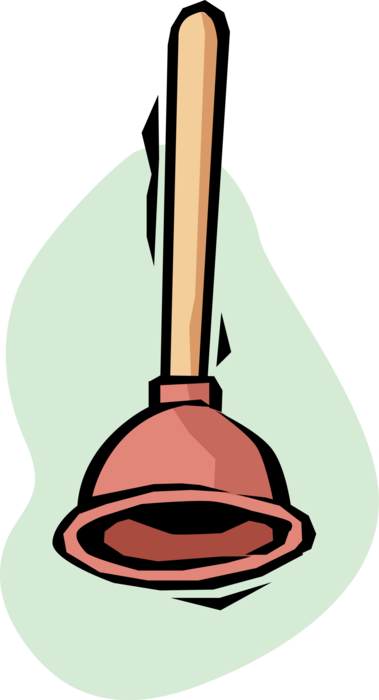 Vector Illustration of Plumber's Friend Toilet Plunger Clears Drain and Pipe Blockages