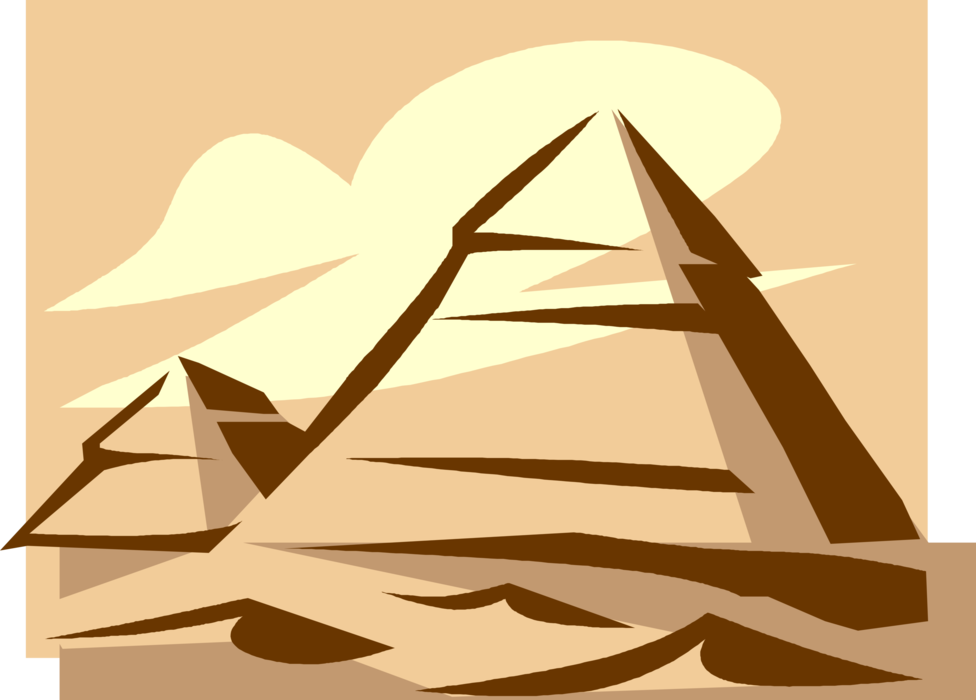 Vector Illustration of Ancient Egyptian Great Pyramids of Giza, Cairo, Egypt