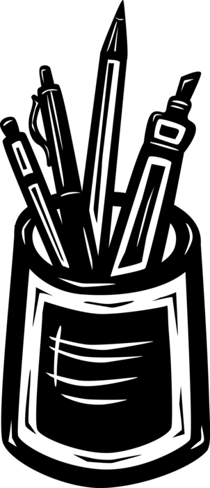 Vector Illustration of Assorted Pens and Pencil Writing Instruments
