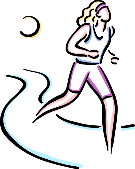 Vector Illustration of Jogger Jogging in Outdoor Fitness Exercise Workout