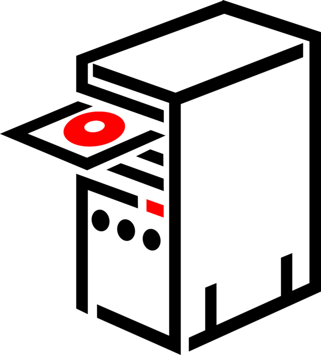 Vector Illustration of Desktop Computer Workstation Central Processing Unit with DVD Drive