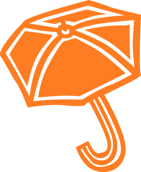 Vector Illustration of Umbrella or Parasol Provides Protection from Inclement Weather Rain or Bright Sunlight