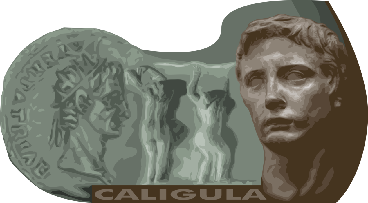 Vector Illustration of Roman Emperor Caligula Excelled at Cruelty, Sadism, Extravagance, and Sexual Perversion