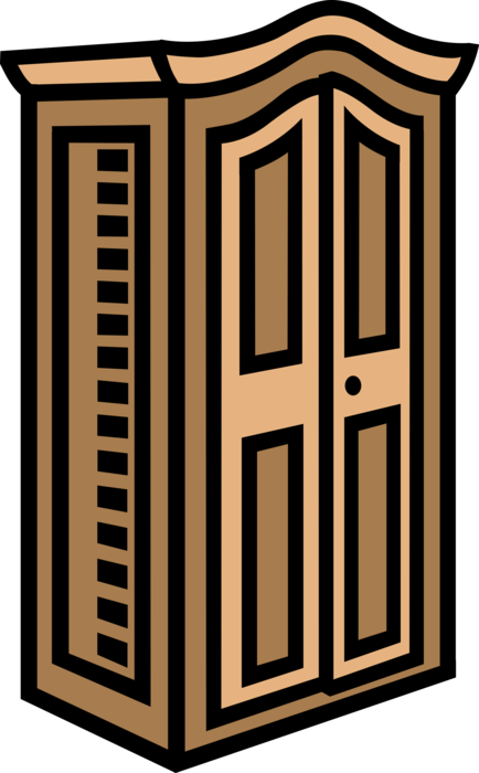 Vector Illustration of Wardrobe Bureau Cabinet Chest Storage Unit Furniture
