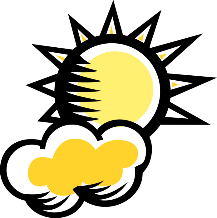 Vector Illustration of Weather Forecast Clouds with Sunshine