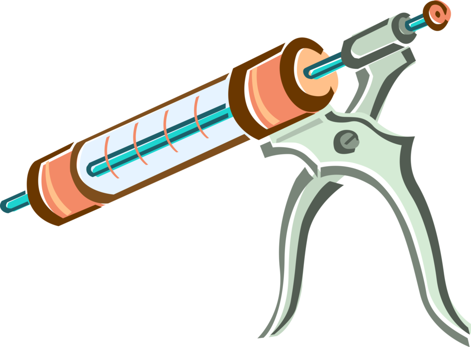 Vector Illustration of Oversized Plunger Rod Needle Syringe