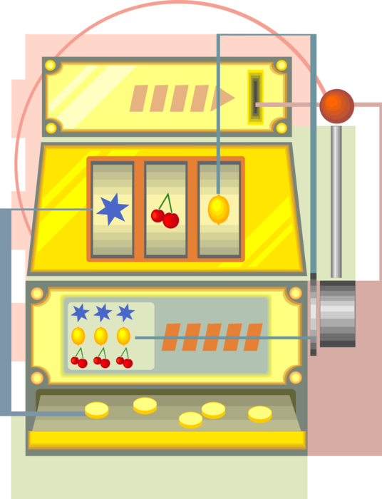 Vector Illustration of Casino Gambling Slot Machine One-Armed Bandit