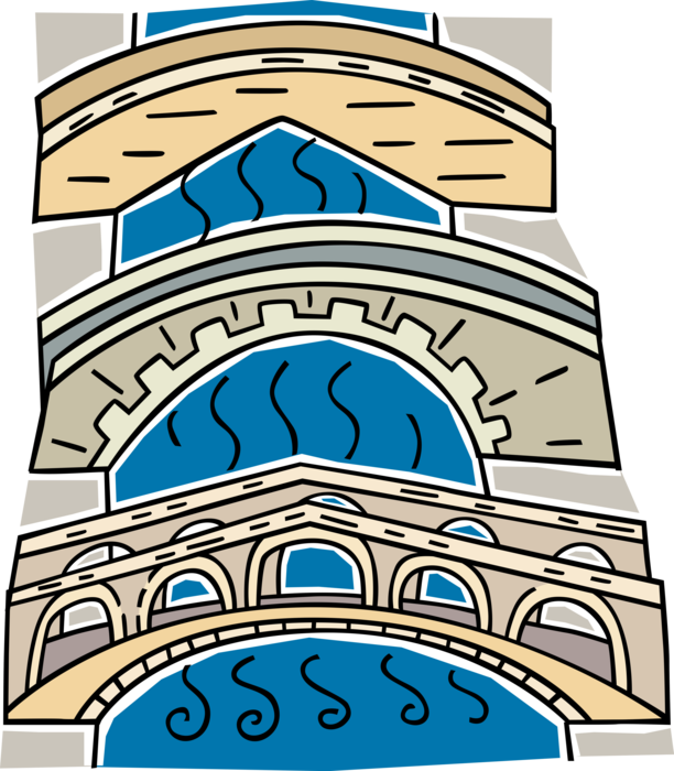 Vector Illustration of Bridges of Venice Over Venetian Canals, Italy