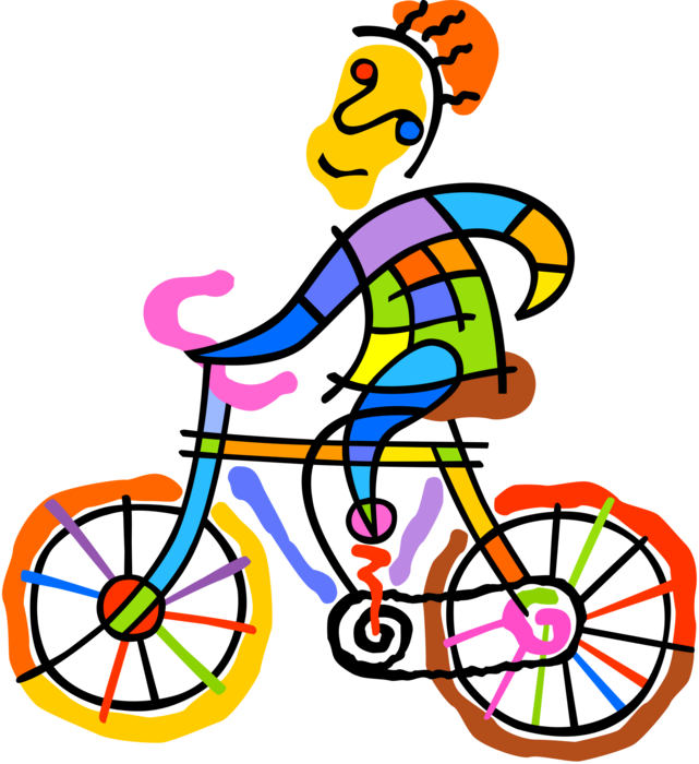 Vector Illustration of Cycling Enthusiast Rides Bicycle Outdoors