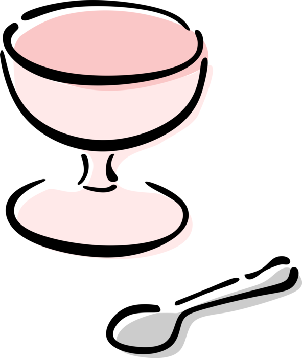 Vector Illustration of Dessert Dish with Spoon Utensil