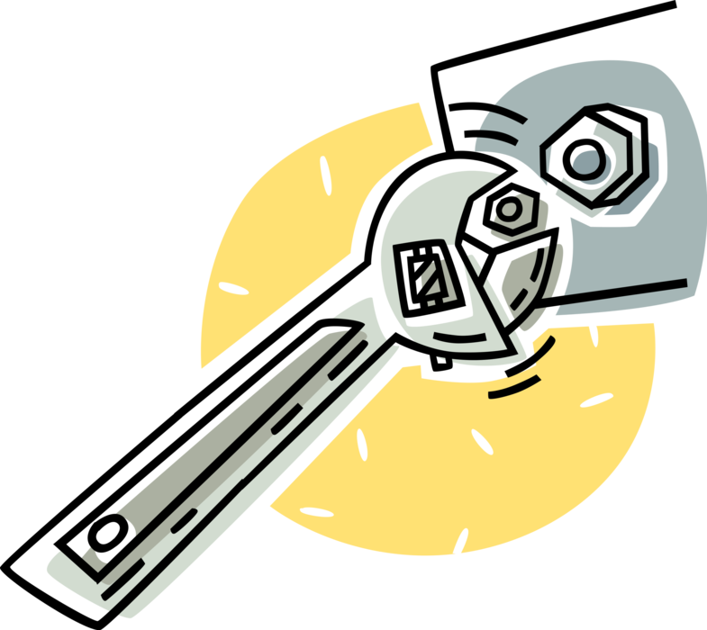 Vector Illustration of Monkey Wrench Pipe Wrench or Stillson Wrench used for Turning Soft Iron Pipes
