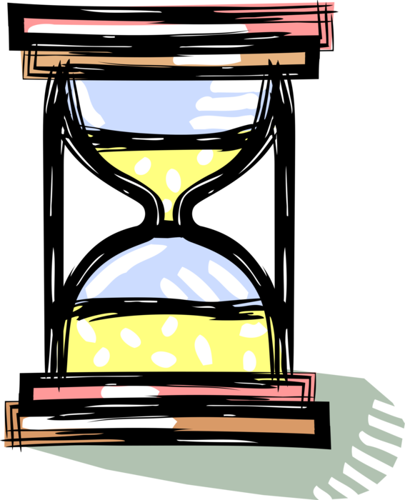 Vector Illustration of Hourglass or Sandglass, Sand Timer, or Sand Clock Measures Passage of Time