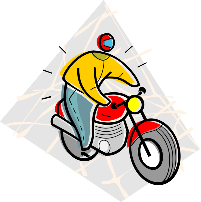 Vector Illustration of Motorcyclist Rider with Motorcycle or Motorbike Motor Vehicle
