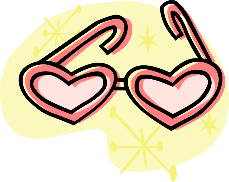 Vector Illustration of Heart-Shaped Sunglasses Protective Eyewear