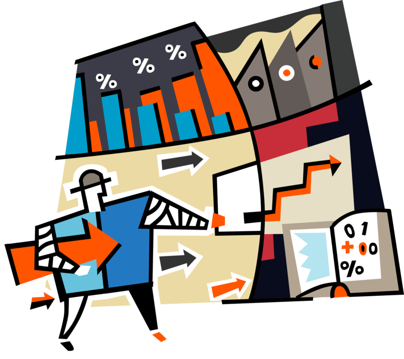 Vector Illustration of Wall Street Stock Market Industrial Manufacturing Data