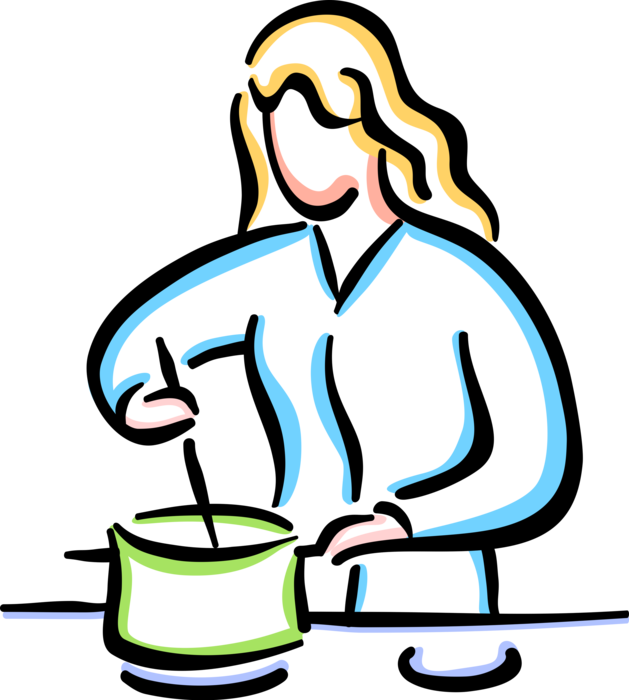 Vector Illustration of Fine Dining Cuisine Culinary Chef Prepares Food in Cooking Pot