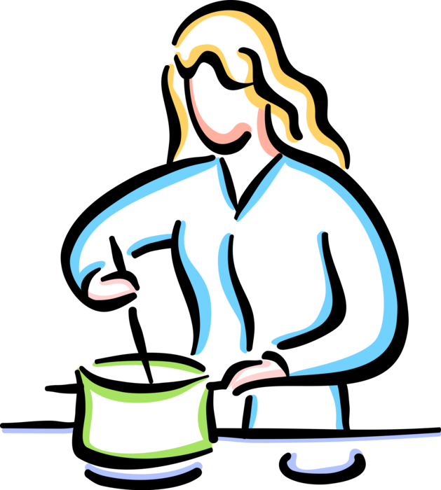 Vector Illustration of Fine Dining Cuisine Culinary Chef Prepares Food in Cooking Pot