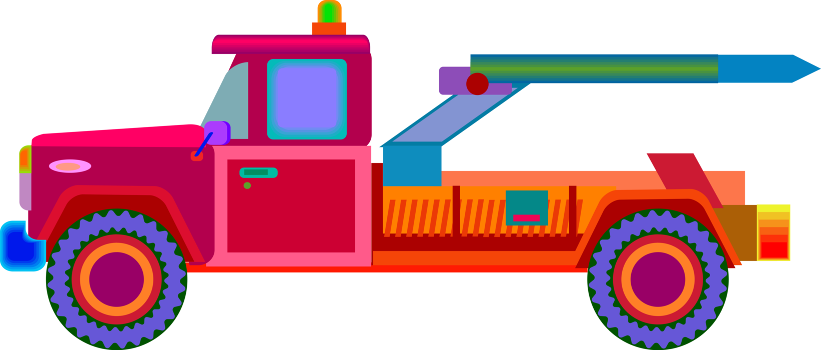 Vector Illustration of Tow Truck Wrecker Recovery Vehicle Moves Disabled or Indisposed Vehicles