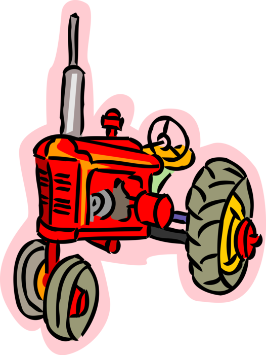 Vector Illustration of Agriculture and Farming Equipment Farm Machinery Tractor