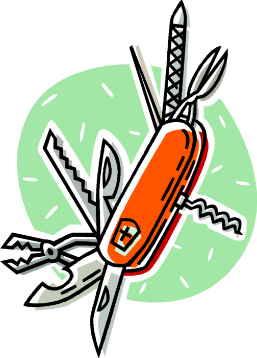 Vector Illustration of Multi-Tool Jackknife Utility Swiss Army Knife