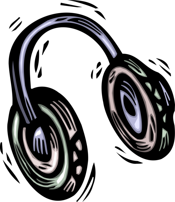 Vector Illustration of Listening Device Headphones Earspeakers or Earphones