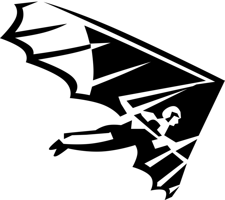 Vector Illustration of Recreational Air Sport Hang Glider Hang Gliding