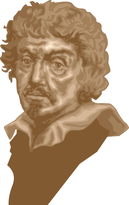 Vector Illustration of Italian Artist Painter Caravaggio Innovated Naturalism Through Use of Chiaroscuro