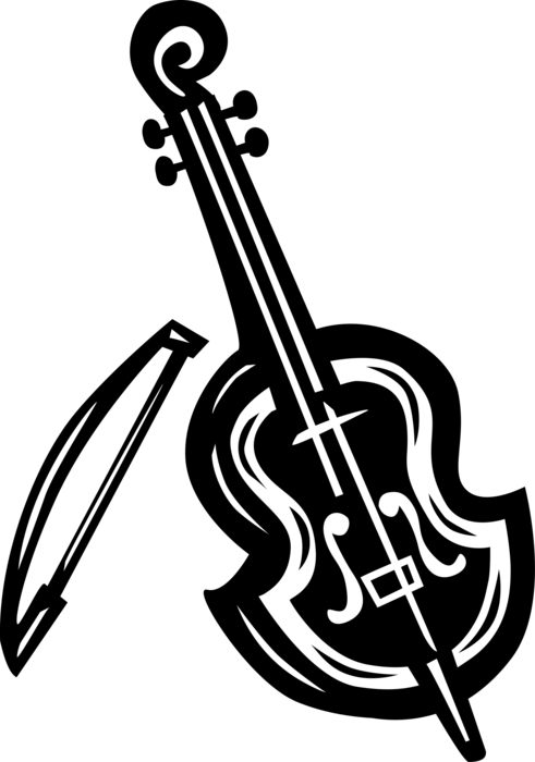 Vector Illustration of Fiddle Violin Stringed Musical Instrument