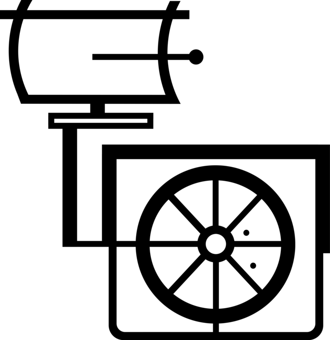 Vector Illustration of Satellite Dish Parabolic Antenna Send and Receive Electromagnetic Signals