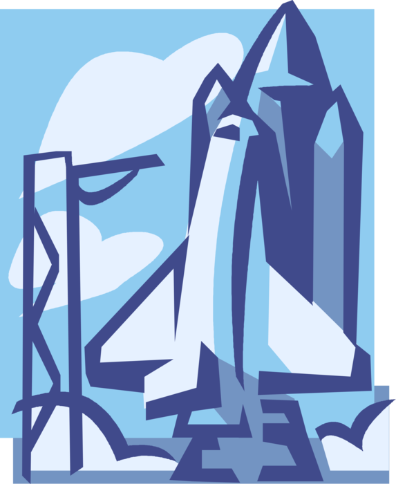 Vector Illustration of United States NASA Space Shuttle Reusable Low Earth Orbital Spacecraft 