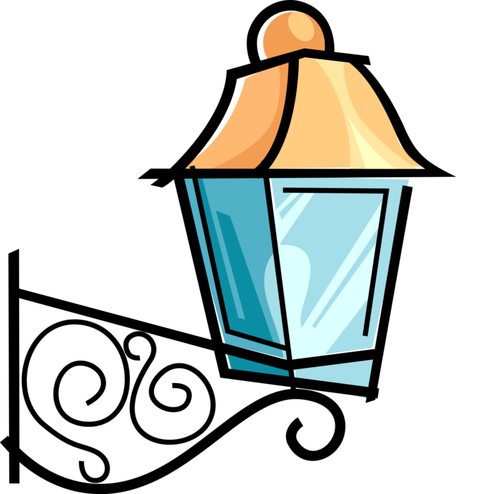 Vector Illustration of Street Lamp or Streetlight Provides Light