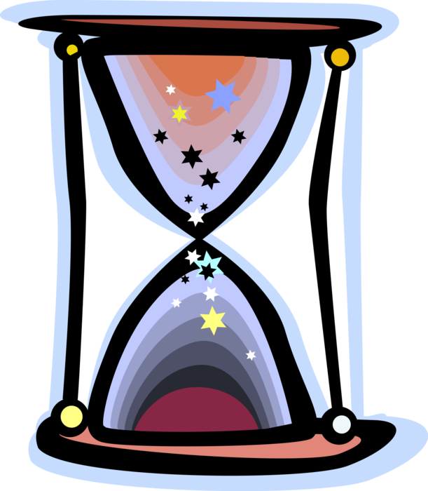 Vector Illustration of Hourglass or Sandglass, Sand Timer, or Sand Clock Measures Passage of Time