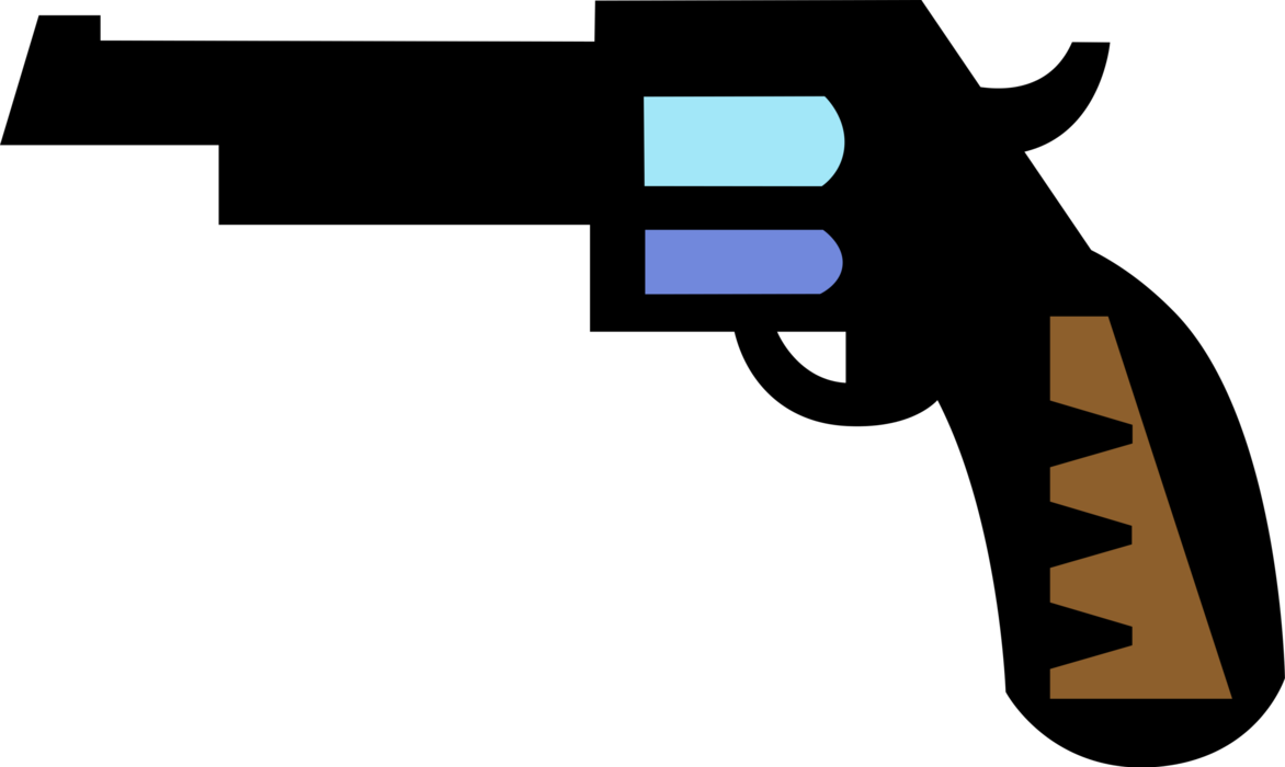 Vector Illustration of Gun Weapon Shoots Bullets Under Pressure