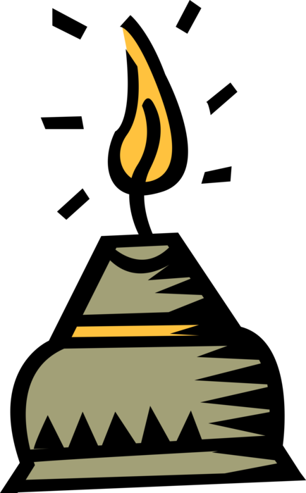 Vector Illustration of Candle Ignitable Wick Embedded in Wax with Burning Flame