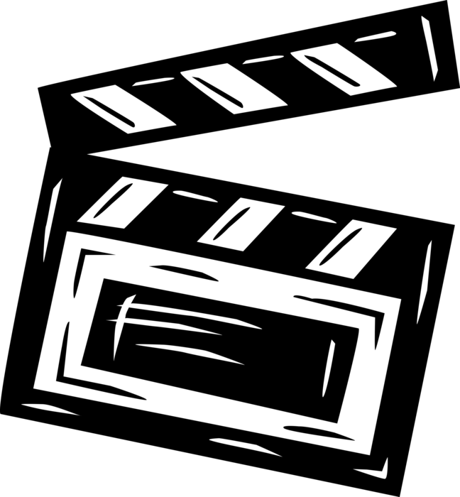 Vector Illustration of Filmmaking and Video Production Clapperboard Slate Synchronizes Picture and Sound