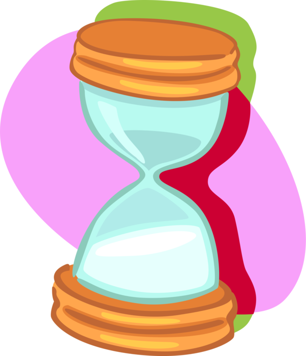 Vector Illustration of Hourglass or Sandglass, Sand Timer, or Sand Clock Measures Passage of Time