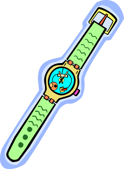 Vector Illustration of Wristwatch Timepiece Watch Keeps Time