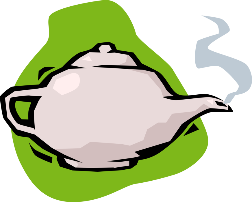 Vector Illustration of Teapot with Spout and Handle Serves Freshly Steeped Tea Leaves