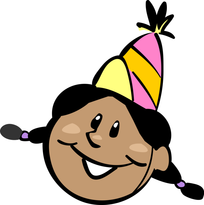 Vector Illustration of Party Celebrant with Hat Worn at New Years and Birthdays