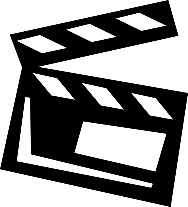 Vector Illustration of Filmmaking and Video Production Clapperboard Slate Synchronizes Picture and Sound