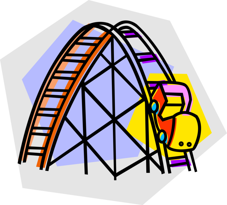 Vector Illustration of Amusement or Theme Park Roller Coaster Ride